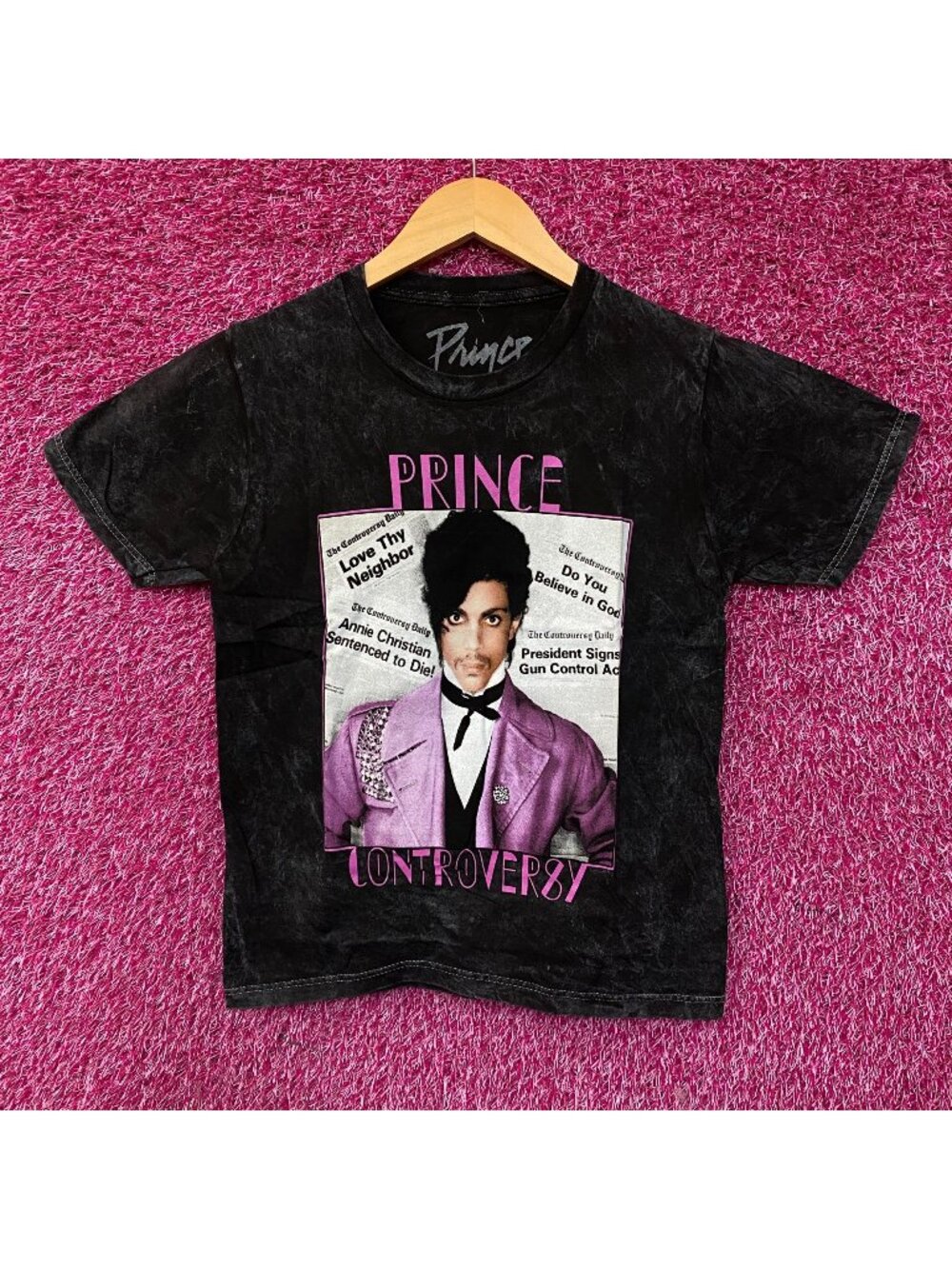 Prince Controversy Washed Acid-Wash Graphic T-Shirt Small